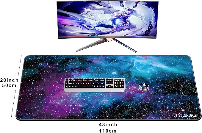 Mydours 44" x 20" Gaming Mouse Pad, XXXL Full Desk Pad (Purle Universe) | Non-Slip Rubber & Smooth Fabric, Computer Pad Protector, Extended Desk Mat for Gaming, Office, Home, Workingg