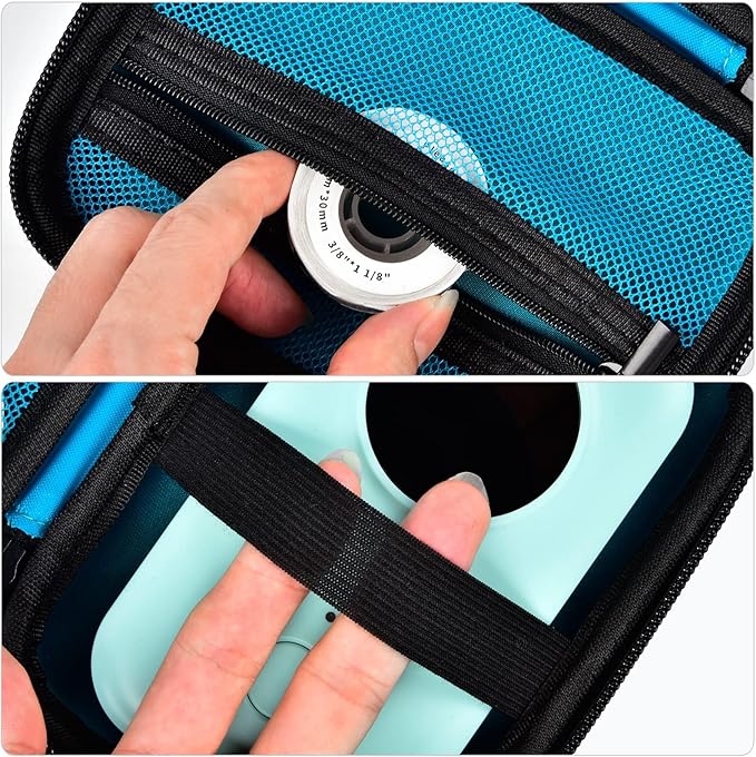 PAIYULE Hard Carrying Case for Phomemo D30 D35 Label Maker, Label Printer Case for Nelko P21, for NIIMBOT D110 D11, for Marklife P11 P12, for SUPVAN E10, Protective EVA Storage Bag with Mesh Pocket