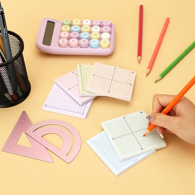 Mr. Pen- Graph Paper Sticky Notes, 6 Pads, 3x3 Inch, Pastel Colors | Graph Sticky Notes, Math Graph Paper, Graphing Sticky Notes, Grid Sticky Notes, Grid Notepad, Mini Graph Paper
