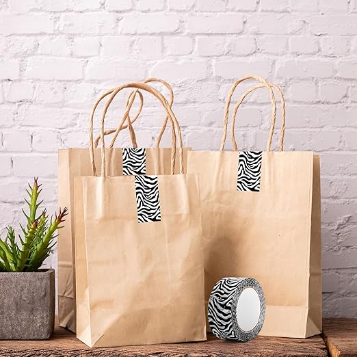 Whaline 109 Yard Zebra Packing Tape Gift Wrapping Tape Black White Zig-Zag Zebra Pattern Tapes for Small Business DIY Crafts Box Carton Decor