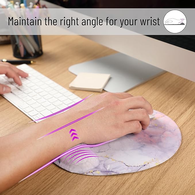 Mr. Pen- Ergonomic Mouse Pad with Wrist Rest, Pink Marble Luxe Design, Breathable Fabric with Memory Foam Cushion, Non-Slip Rubber Base, Gel Mouse Pad with Wrist Support