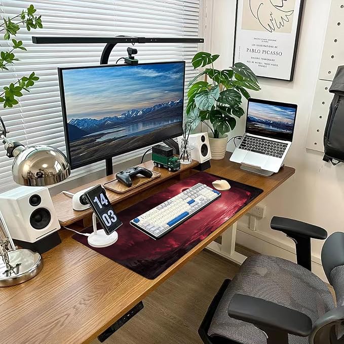 Desk Mat Mouse Pad Gaming Desk Pad XL Large Mouse Mat Office Decor Accessories (RED)
