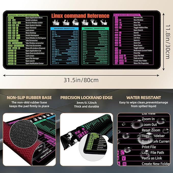 Galdas Gaming Mouse Pad XXL XL Large Long Extended Big Mousepad Non-Slip Rubber Keyboard Mouse Pad with Stitched Edges for Laptop Home Office (31.5x11.8x0.08 Inch) -Notes