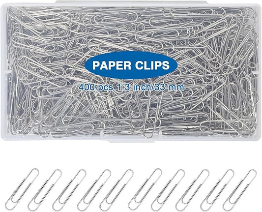 400 Pcs Medium Paper Clips,1.3 inch Smooth Paperclips Metal Paper Clip for Office, School and Teacher Supplies