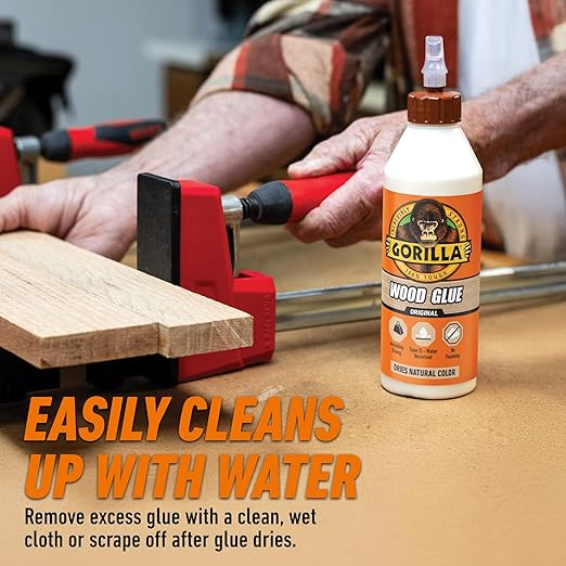 Gorilla Wood Glue, 18 Ounce Bottle, Natural Wood Color, (Pack of 1)