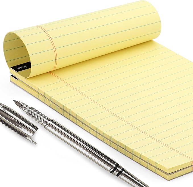 Enday Yellow Legal Pads 8.5 x 11 Inch, (12 Pack) 50 Sheets per Notepad, Note Pads, Legal Ruled Writing Pad with Perforated Pages, Yellow Paper Legal Pad for Work and Note-Taking