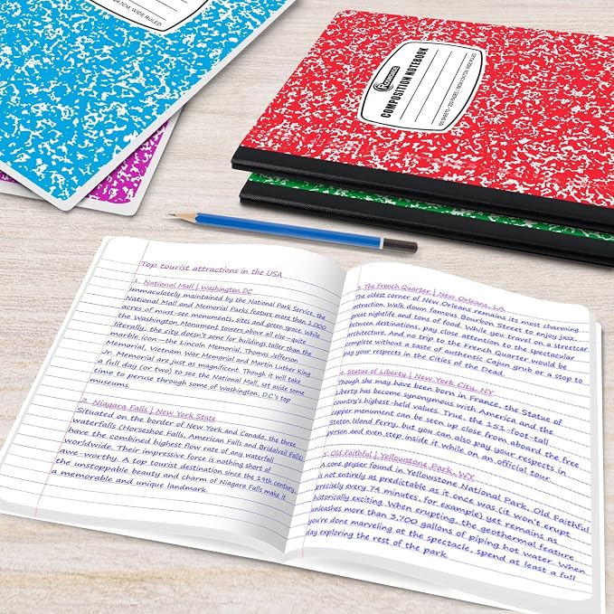 Composition Notebooks Bulk, 5000 Pack, Wide Ruled, Color Marble | Wide Ruled Sheets, 200 Pages (100 Sheets), 9-3/4 x 7-1/2, Bulk Supplies for School Districts & Office, 4-7 Days Transit