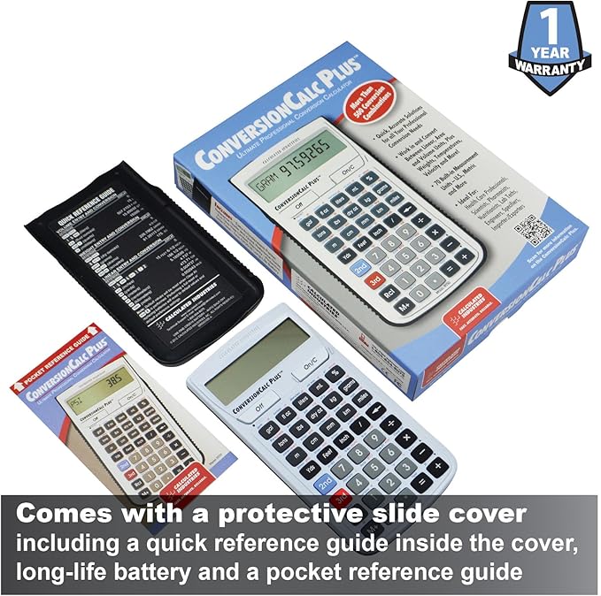 Calculated Industries 8030 ConversionCalc Plus Ultimate Professional Conversion Calculator Tool for Health Care Workers, Scientists, Pharmacists, Nutritionists, Lab Techs, Engineers and Importers, Silver