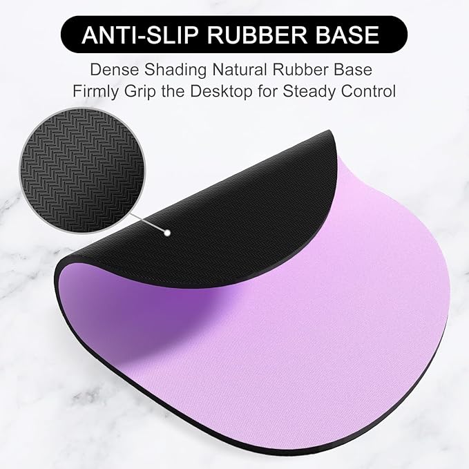 Hsurbtra Mouse Pad, Premium-Textured Small Oval Mousepad 8.7 x 7.1 Inch Purple, Thick 3 mm Anti-Slip Waterproof Rubber Pretty Cute Computer Mat for Office Home Gaming Laptop Men Women Kids
