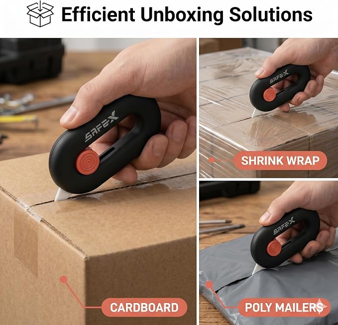 Ceramic Box Cutter Retractable Package Opener Mini Safety Magnet | Built-In Magnetic Cute Small kawaii Keychain Box Opener for women pocket Safe ceramic blade package opener for home office