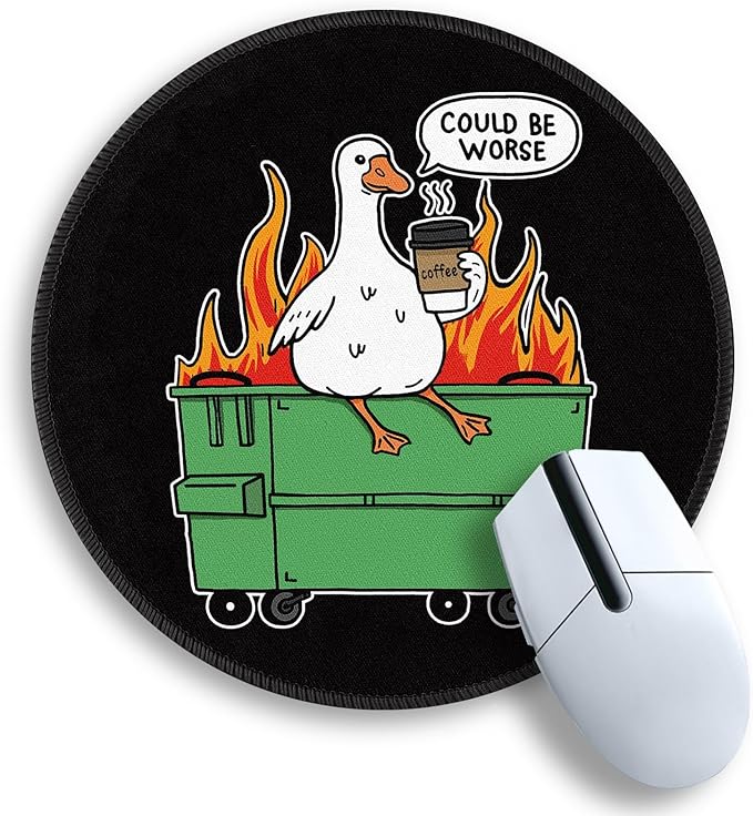 Gctriki Funny Goose Mouse Pad - 8.6 Inch Round Non-Slip Office Desk Mat, Cute Humorous Gift for Coworkers Boss, Premium Stitched Washable Mousepad for Computer Laptop Office Desk Accessories