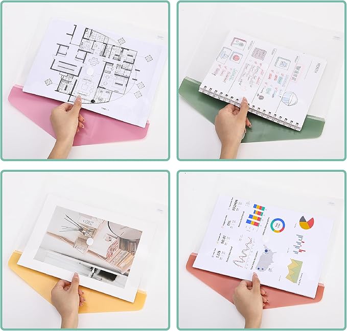 Mr. Pen- Clear Plastic Envelopes, 40 Pack, A4, Letter Size, Colorful, Clear Folders for Documents Plastic Envelopes for Documents