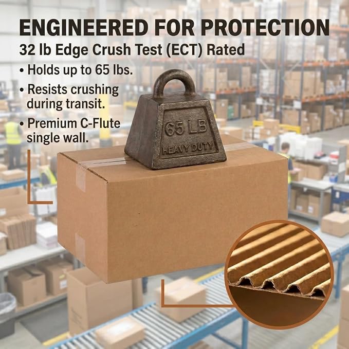 BOX USA Small Shipping Boxes 12"L x 8"W x 6"H (25-Pack) - Corrugated Cardboard Box for Moving, Mailing, Packing, Packaging and Storage