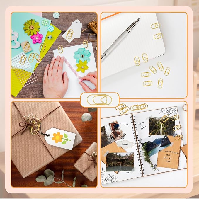ADULLPONY 200Pcs Small Gold Heart Paper Clips - Mini Cute Metal Heart Shaped Paperclips for Office School Wedding Decorations Desk Organizer Supplies