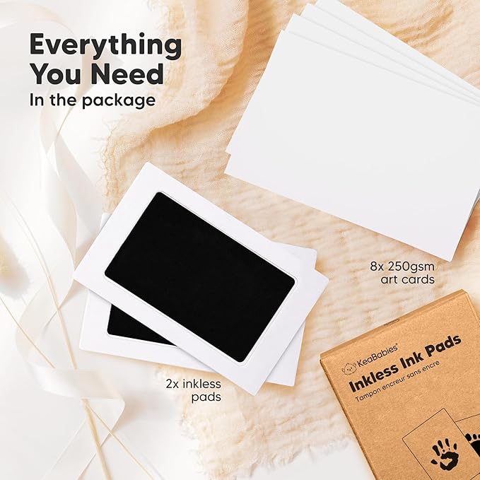 2-Pack Inkless Baby Hand and Footprint Kit - Mess Free Ink Pad for Newborn Keepsake, Dog Nose & Paw Print Kit, Clean Touch Ink Pad for Baby Hand & Footprints, Ideal New Mom Gifts (Jet Black)