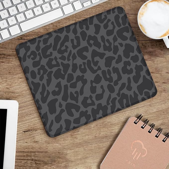 Seorsok Black Leopard Mouse Pad,Mouse Mat Square Waterproof Mouse Pad Non-Slip Rubber Base Mouse Pads for Office Laptop,9.5"x7.8"x0.12" Inch