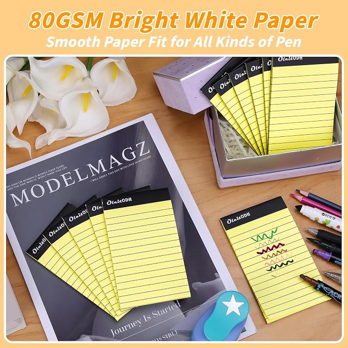 Oleitodh 48 Pack 3 x 5 Inch Notepads Yellow Memo Pads Writing Pads | Perforated Lined Pages with 30 Sheets Each, Small Note Pads for Office, School and Home; Pocket Memo Pads for Lists and Notes