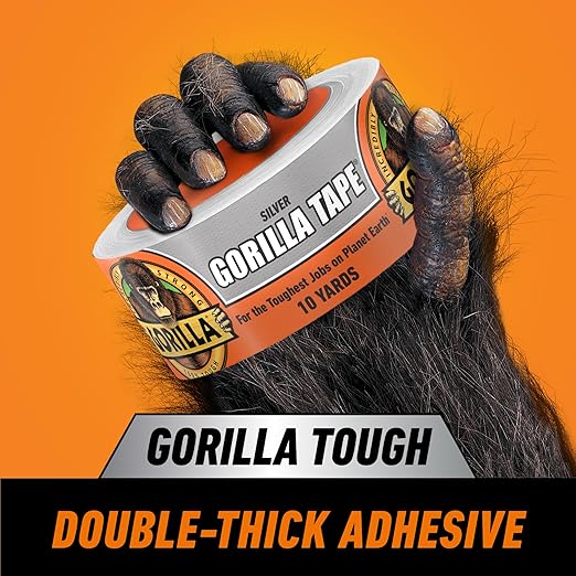 Gorilla Tape, 1.88 in x 10 yd, Silver (Pack of 1) - Duct, Utility, Triple Layer Strength, Indoor & Outdoor, Weather Resistant Shell