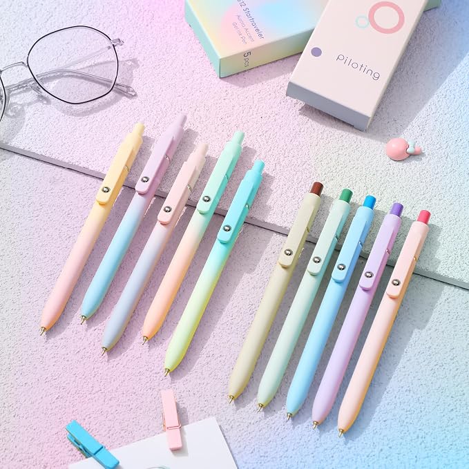 Epakh Gel Pens, 10 Pcs 0.5mm Quick Dry Black Ink Fine Point Smooth Writing Pens High End Series Retractable Aesthetic Ballpoint for Office School Supplies Women Men Gifts(Macaron Color,Classic)