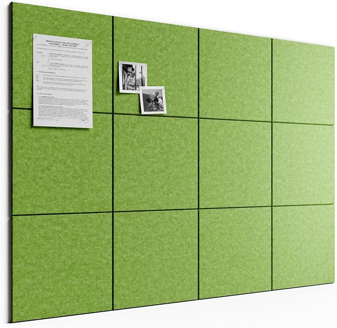 Bumusty 48" x 36" Large Cork Board Alternative, Kelly Green | 12-Pack Felt Bulletin Board Tiles, 60 Adhesive Tabs, 30 Pushpins, Home, Office, Classroom, Vision Board
