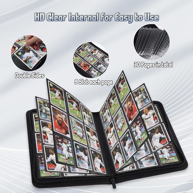Trading Card Binder, Premium 9 Pocket Double Sided 540 Pocket PU Card Collection Binder, Collectible Trading Card Albums for MTG, TCG, Sport Card, Game Cards (Brown)