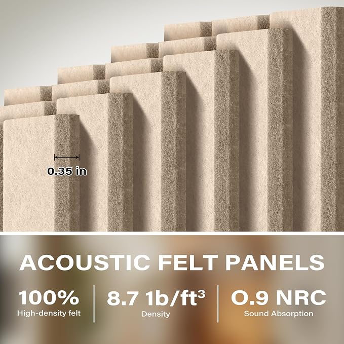 Large Felt Bulletin Board,47.2"x35.4" 12 Pack Cork Board Alternative-Camel | Felt Wall Tiles for Office & Home Decor,Pin Board for Walls with 30 Pcs Pushpins and 72 Adhesive Tabs