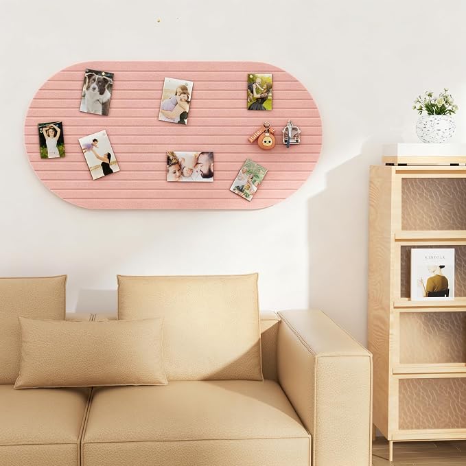 Felt Bulletin Board 47" x 24", Cork Board Alternative with 30 Push Pins | 4 Customizable Modular Decorative Felt Pin Board, Vision Board for Office Home Bedroom Wall Decor, Photo Picture Display