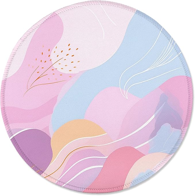 ITNRSIIET Round Mouse Pad with Stitched Edge Premium-Textured Waterproof Non-Slip Rubber Base Desktop Protection Mat Diameter 8.7 inches, Art Style Pattern