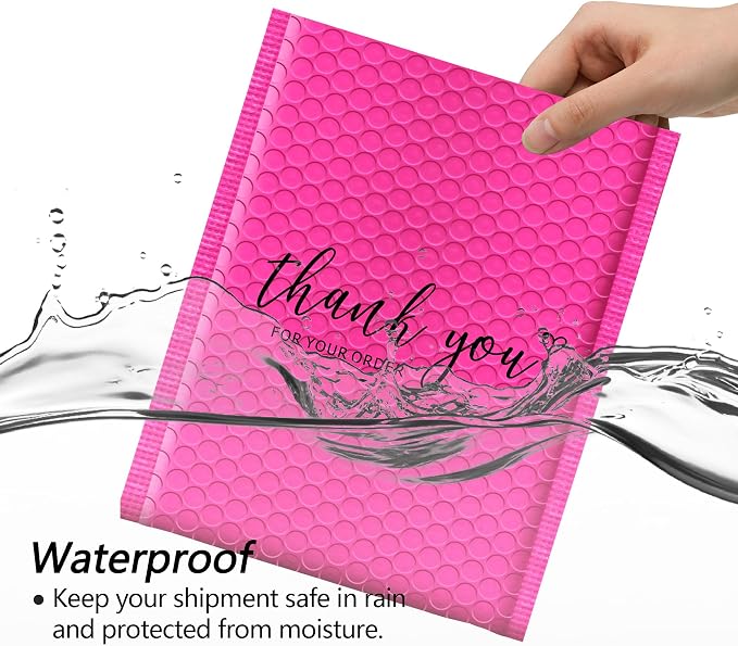 JinRuiKJ Bubble Mailers 4x8" 50 Pack, Padded Envelopes, Strong Adhesion Padded Mailers, Cushioning Padded Shipping Envelopes for Jewelry, Makeup - Rose Red
