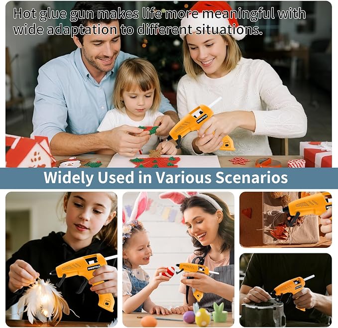 Cordless Hot Glue Gun Kit with 30 Sticks, Fast Heating 2.6Ah Rechargeable | 20W Anti-Drip Glue Gun and Sticks Set (0.27"×6") USB-C Rechargeable Mini Glue Gun Ideal for School Crafts DIY Making Repairs