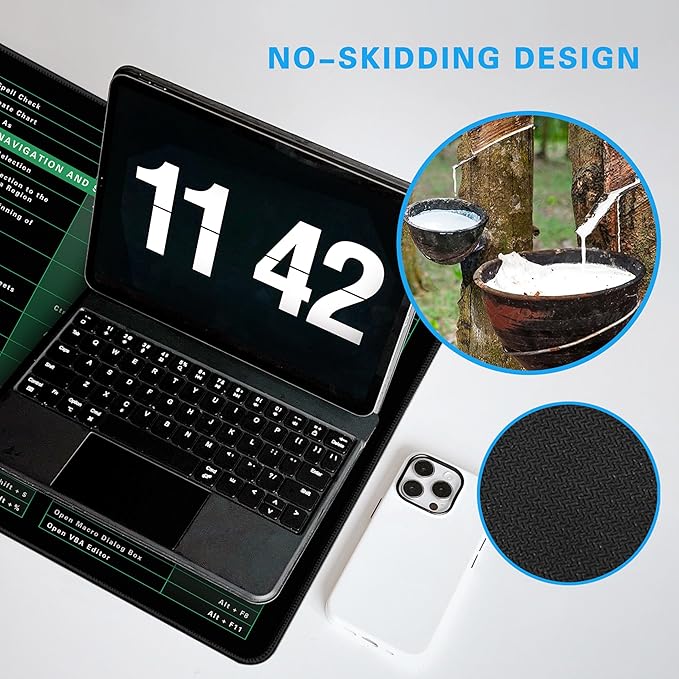 Excel Shortcut Keys Mouse Pad - Extended Large XL Cheat Sheet Gaming Mousepad | PC Office Spreadsheet Keyboard Mat | Non-Slip Stitched Edge 31.5"x11.8"