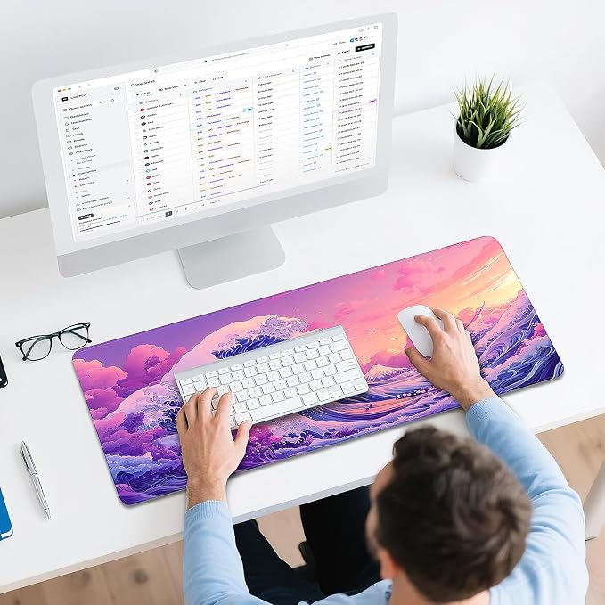 Mouse Pad Gaming - Desk Mat for Keyboard and Mouse - Kanagawa Large Mouse Pad for Desk, Japanese Sea Wave Mousepad (31.5" x 11.8") with Non-Slip Base, Desks Pad Mat for Gaming, Office and Home