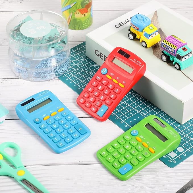 Flutesan 30 Pack Pocket Calculator,Green, Red, Blue | Mini 4 Function Calculators, for Students Kids, Small Battery Powered Bulk, Basic Handheld, for School Classroom Home Office