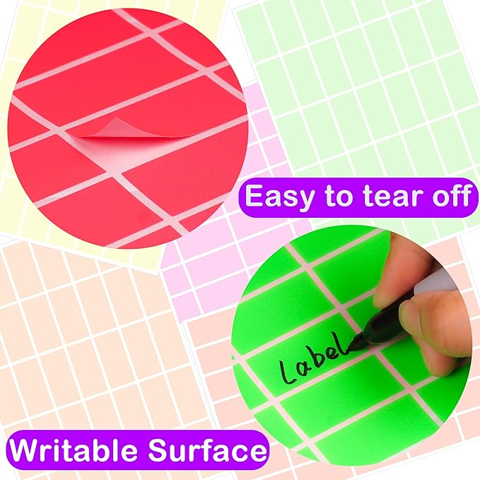 700 PCS Fluorescent Color Coding Stickers 1.57 x 0.75 Inch Rectangle in 5 Colors writable Colored Labells Sticker for Inventory and Home Organize, File Classification