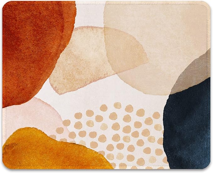 BOSOBO Mouse Pad, Square Anti-Slip Rubber Gaming Mousepad, Premium-Textured & Waterproof Mouse Mat with Stitched Edges, Cute Office Mouse Pads for Women Men Laptop, 10" x 8", Abstract Art Stones