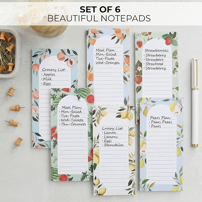 ZICOTO Beautiful Magnetic Notepads for Fridge - Set Of 6 To Do List Pads | Modern Note Pads with Lined Pages to Easily Write Notes and Make Grocery/shopping Lists - Strong Magnets for Refrigerator