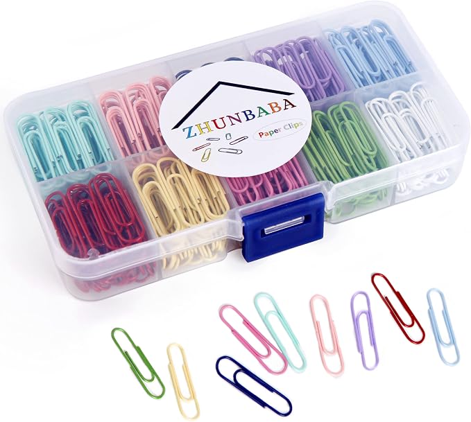 450PCS Paper Clips,10 Assorted Medium 28mm Environmental Technology PaperClips, PVC Free Colored, Paperclip Assorted Colors,Colorful Small Paperclips for Paperwork.