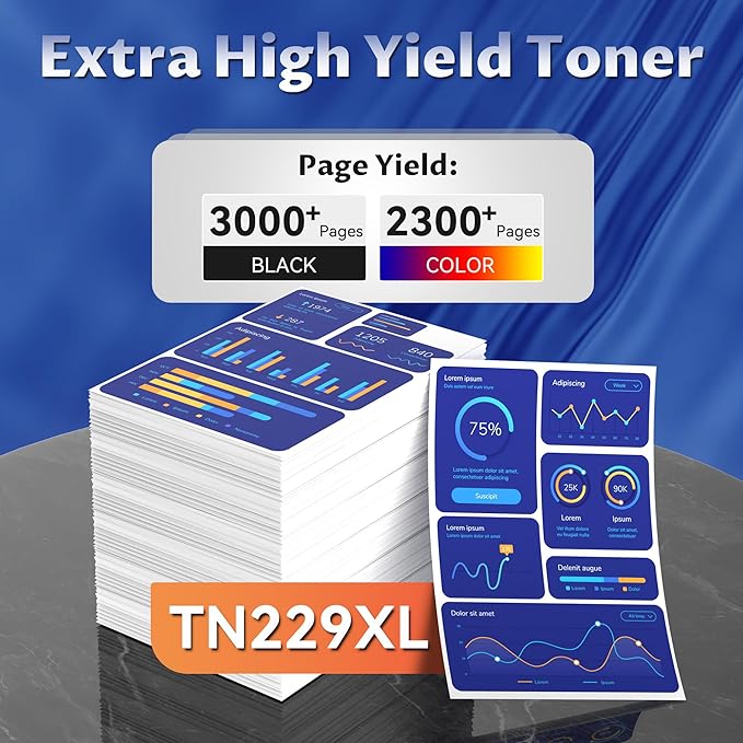 W.L.M TN229XL TN229 High Yield Toner Cartridges, Compatible with Brother MFC-L3720CDW MFC-L3780CDW HL-L3280CDW HL-L3220CDW HL-L3300CDW, BK/C/M/Y 4Pack