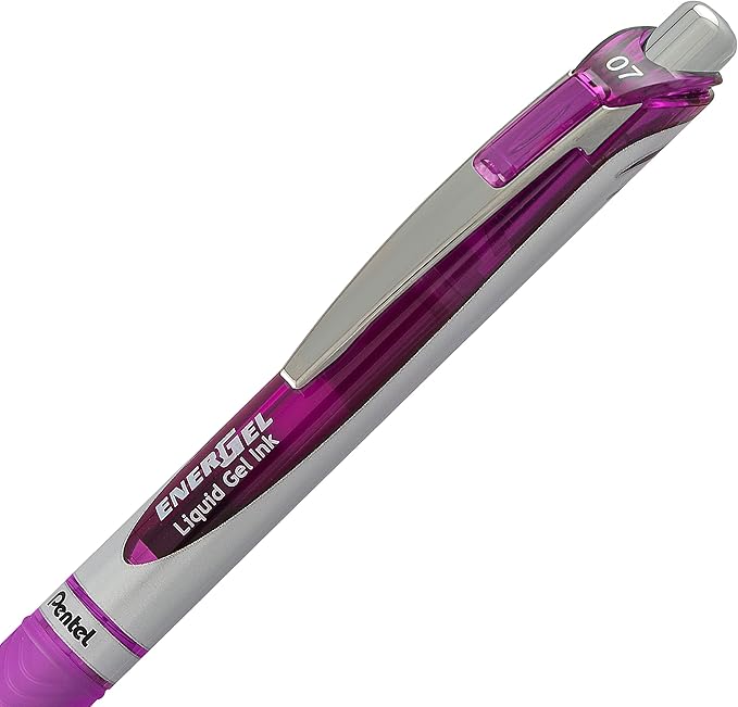 Pentel EnerGel Deluxe RTX Retractable Liquid Gel Pen, 0.7mm, Metal Tip, Violet Ink, 6 Pack (BL77BP2V)