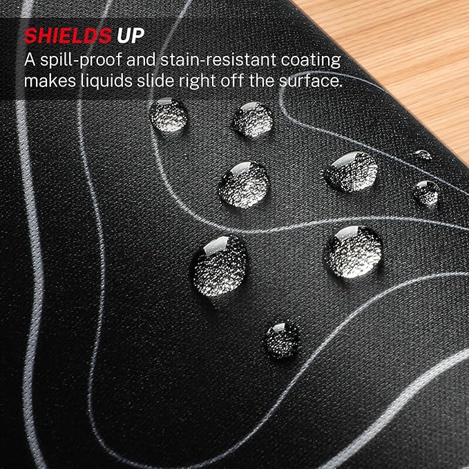 MROCO Mouse Pad [30% Larger] with Anti-Fray Stitched Edges, Premium-Textured Waterproof Surface, Non-Slip Rubber Base, Computer & Gaming Mouse Mat for Laptop, Office & Home, Black Topographic