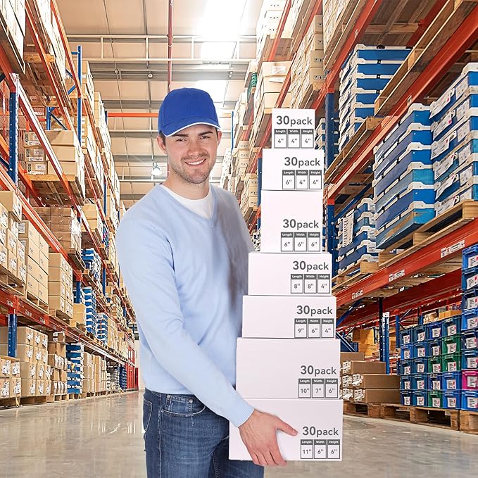 10x7x6 White Shipping Boxes, 30-Pack Mailing Boxes for Small Business, Corrugated Cardboard for Shipping, Packaging