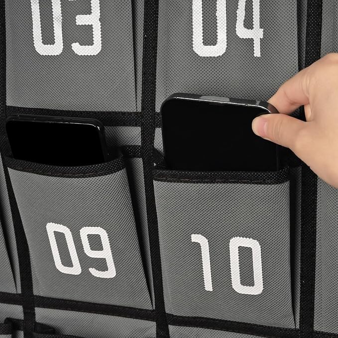 Loghot 36 Numbered Pockets Classroom Pocket Chart for Cell Phone Holder | Wall Door Hanging Pocket Organizer for Phone Calculator Holder, Phone Pouch for School Classroom & Office Phone Management