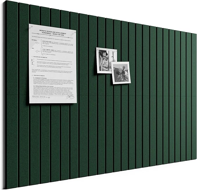 Bumusty 36"x 24" Large Felt Bulletin Board Tiles,Pine Green | 6-Pack Cork Board Alternative, Wall Decor, 30 Pushpins, 30 Adhesive Tabs, Vision Board, Office, Classroom, Home, Dorm