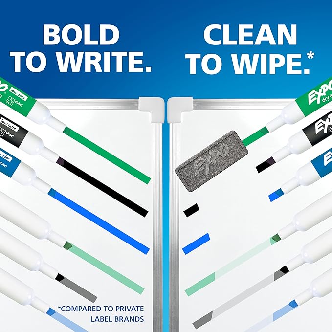 EXPO Low Odor Dry Erase Markers Chisel Tip Blue 12 Count