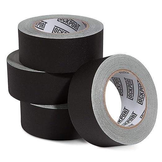 Lockport Black Gaffers Tape 2 inch x 30 Yards - 4 Pack Pro Black Gaff Tape - No Residue, Water Resistant, Non-Reflective, Easy Tear - Multipurpose