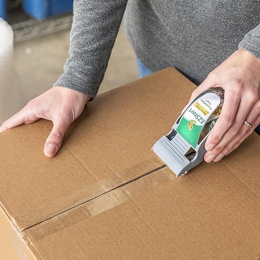 Duck EZ Start Clear Packing Tape with One-Handed Dispenser - Quiet Easy Start Packaging Tape for Boxes,Shipping,Moving & Storage - 1.88 Inch x 55 Yards (1259457),(Pack of 9)