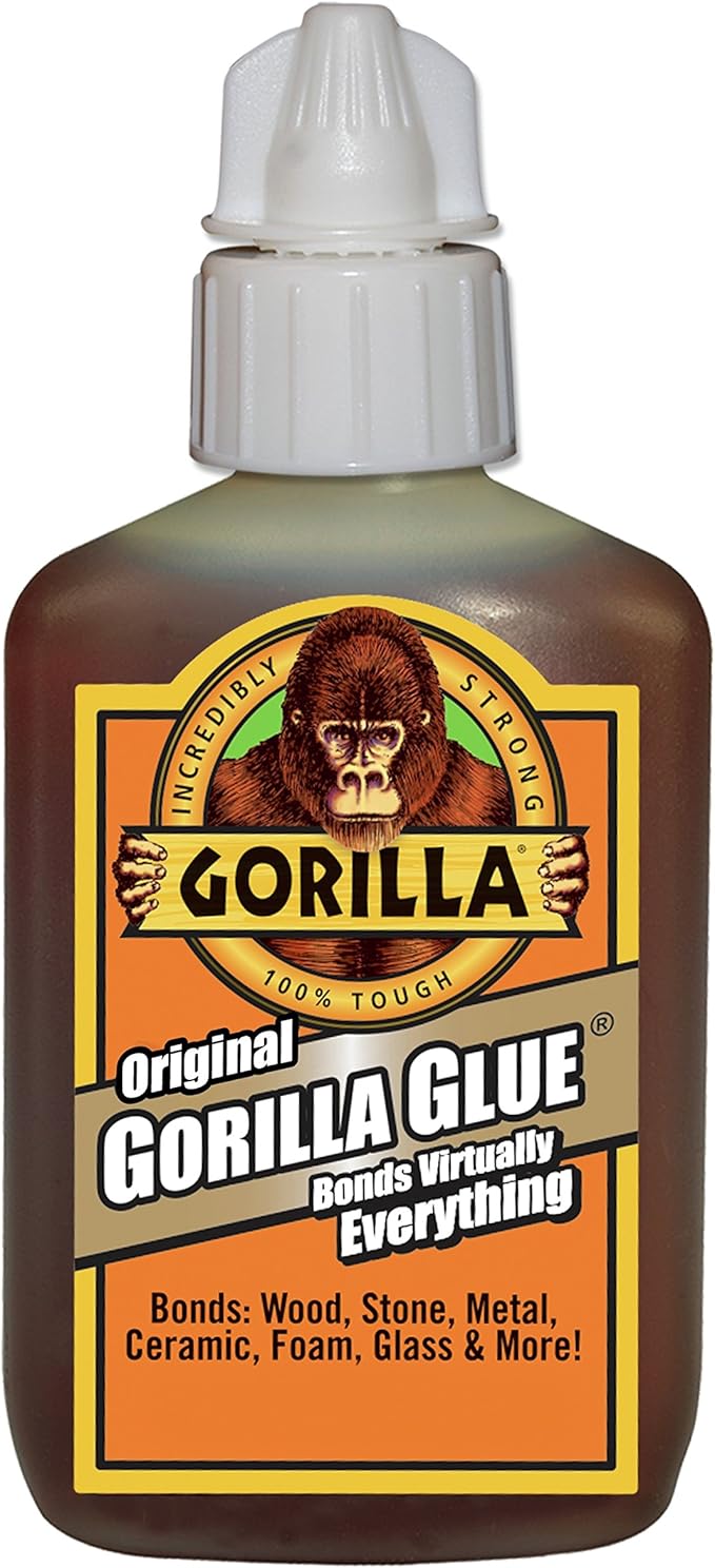 Gorilla Original Gorilla Glue, Waterproof Polyurethane Glue, 2 Ounce Bottle, Brown, (Pack of 4)