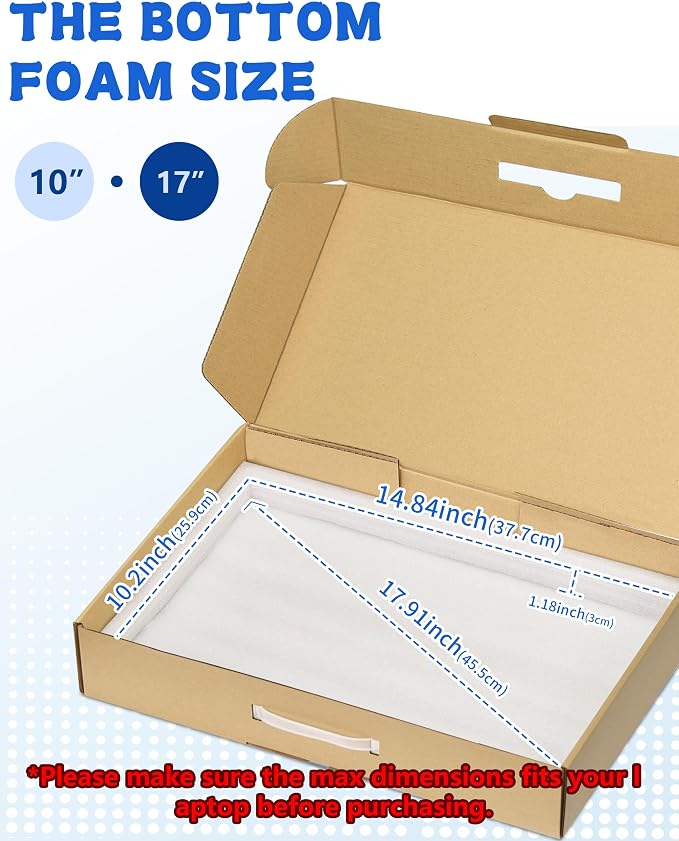Laptop Shipping Box with Protection Foam for up to 17 Inches Notebook, Cardboard Laptop Box for Shipping, Secure Mailing Boxes, 5 Pack