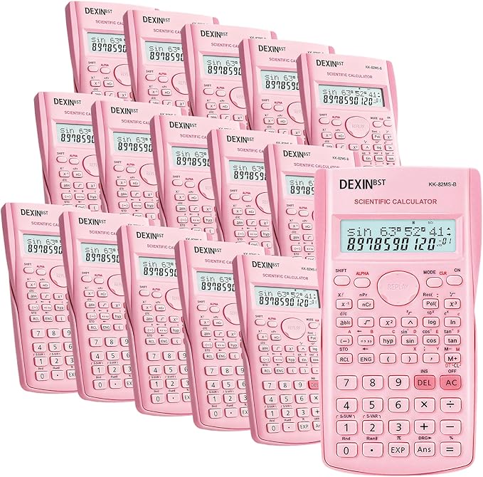 24 Pack Scientific Calculators, 2 Line Engineering Large Display Scientific Calculator Bulk Multi-Function Ideal for Student Teacher Algebra Chemistry Finance Construction Office School Business, Pink