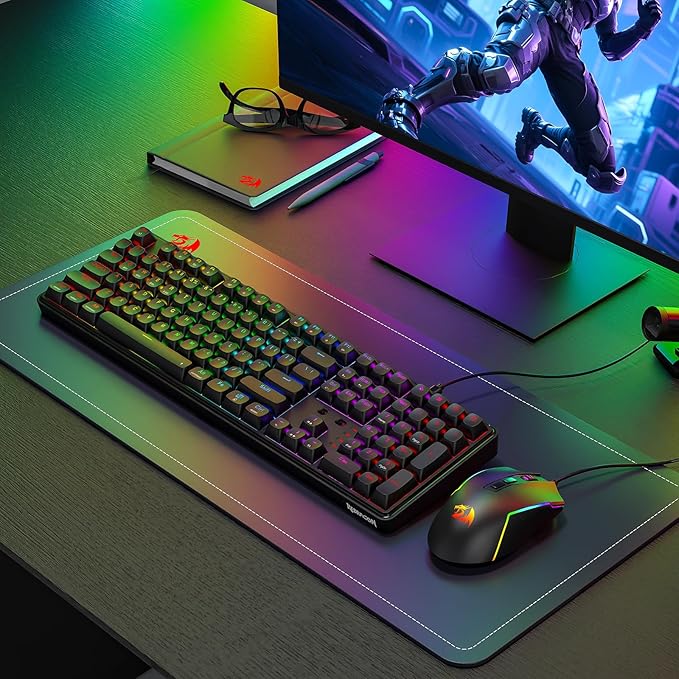 Redragon S163 3-Mode Wilreess Gaming Keyboard & Mouse Combo, 108 Keys K689 PRO RGB Gasket Keyboard and 8000 DPI M693 Gaming Mouse Bundle, Convenient Shared Dongle